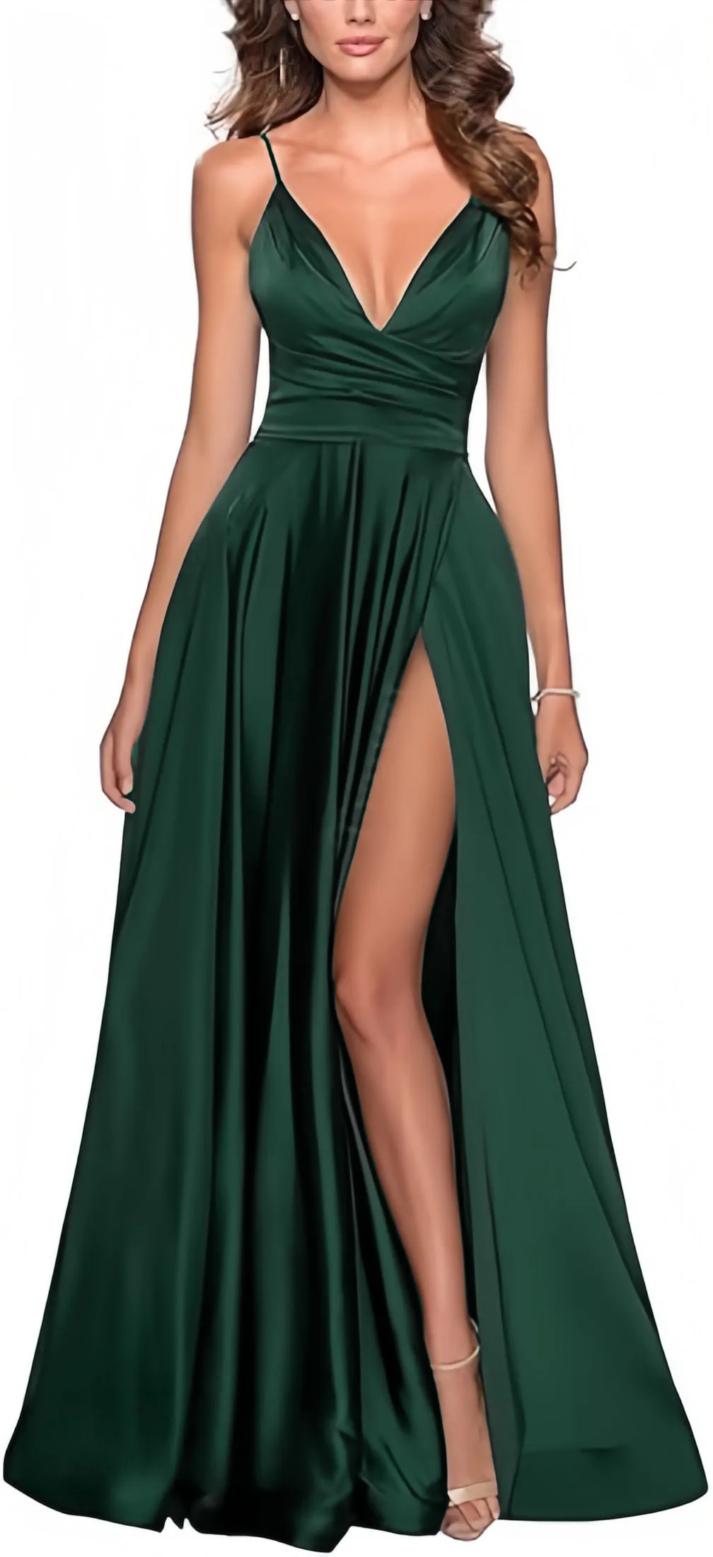 Satin Bridesmaid Dresses with Slit Pleated 2025 A Line Spaghetti Straps Formal Prom Evening Evening Gowns
