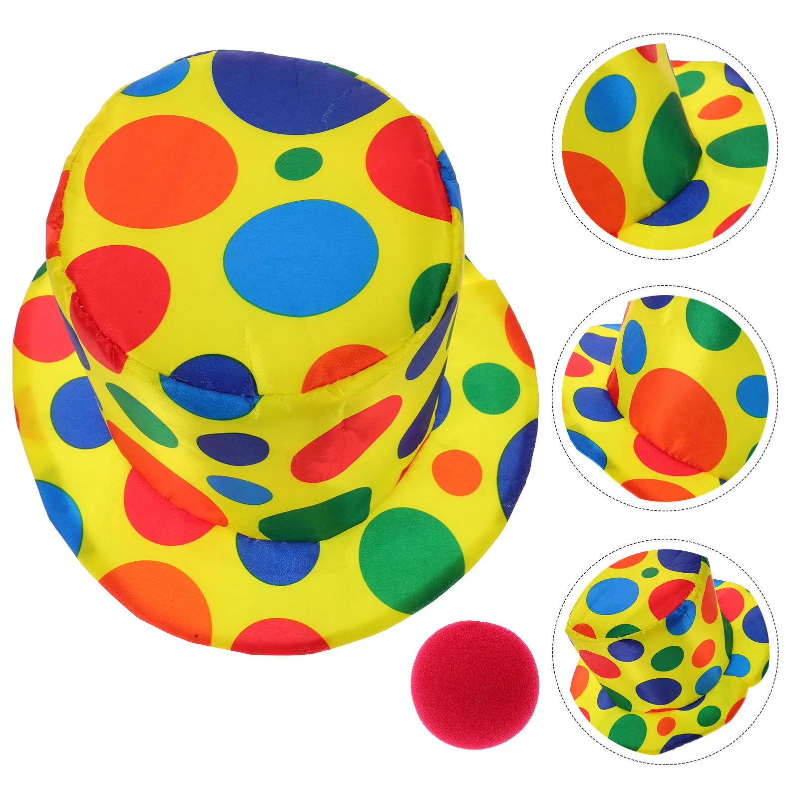 

2Pcs Clown Costume Accessory Set Hat Nose for Party Halloween Christmas School Event Cosplay Funny Gift Unisex Comfortable