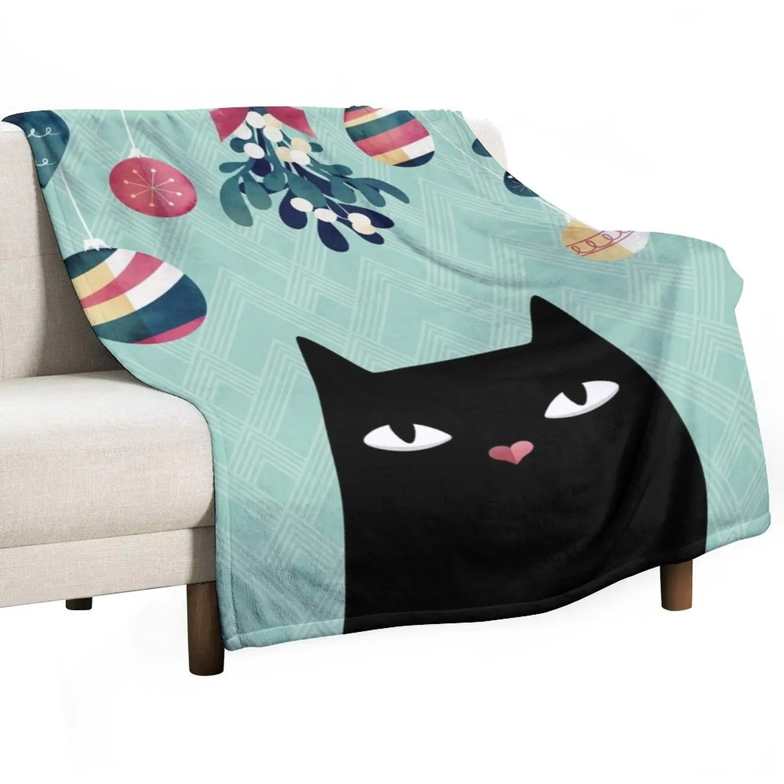 

Mistletoe (Black Cat) Throw Blanket Nap Summer Beddings Single for sofa Blankets