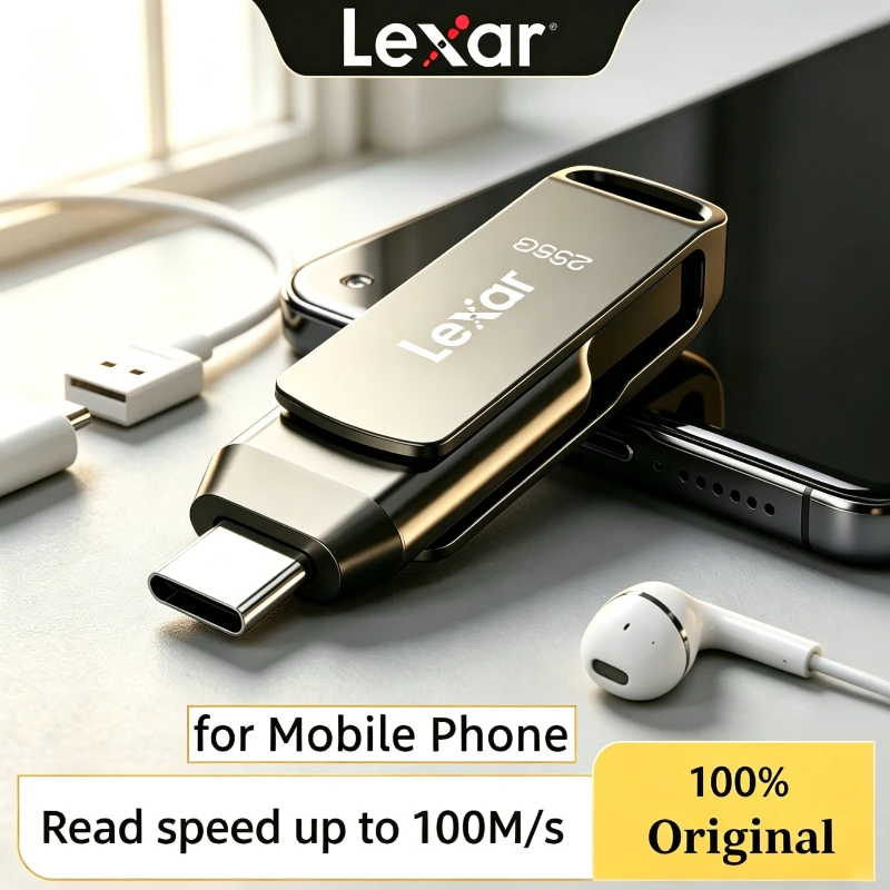 Lexar Original D400 Dual Drive JumpDrive USB 3.2 Type-C Type-A Flash Drive for Metal Housing Storage Expansion for PC