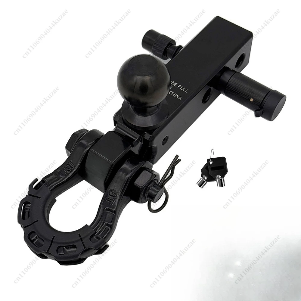 New Extended Off-Road Trailer Hitch with Ball Mount, Universal Square Receiver, High-Strength Solid Tow Hook