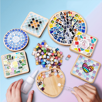 1PC New DIY Bamboo Mosaic Coaster Bottom Mat Handmade Heart Square Coaster Cup Wood Tray Children Handmade Craft Tool Pad