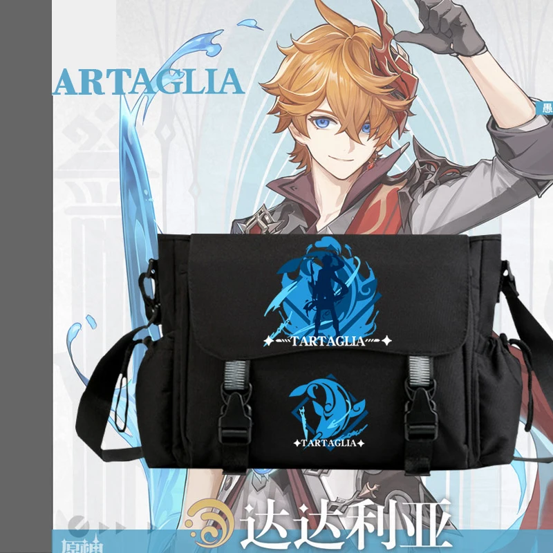 Anime Game  Mona Tartaglia Hutao Zhongli Unisex Oxford Spinning Casual 33X14X27CM Shoulder Bag Gift