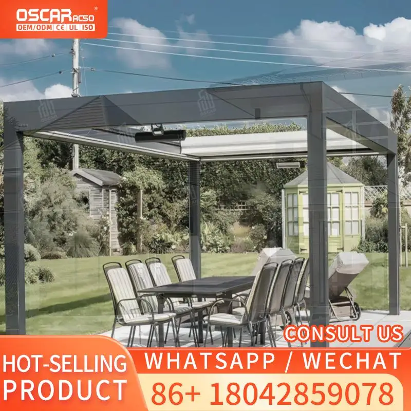 

Водонепроницаемая уличная алюминиевая беседка с открывающейся крышей для сада, патио, заднего двора с современным дизайном, стильная пергола