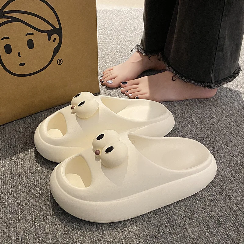 

Women puppy sandals Home Cartoon Cloud slippers bear Big eyes Flip flops beach non slip house shoes Men platform women slide