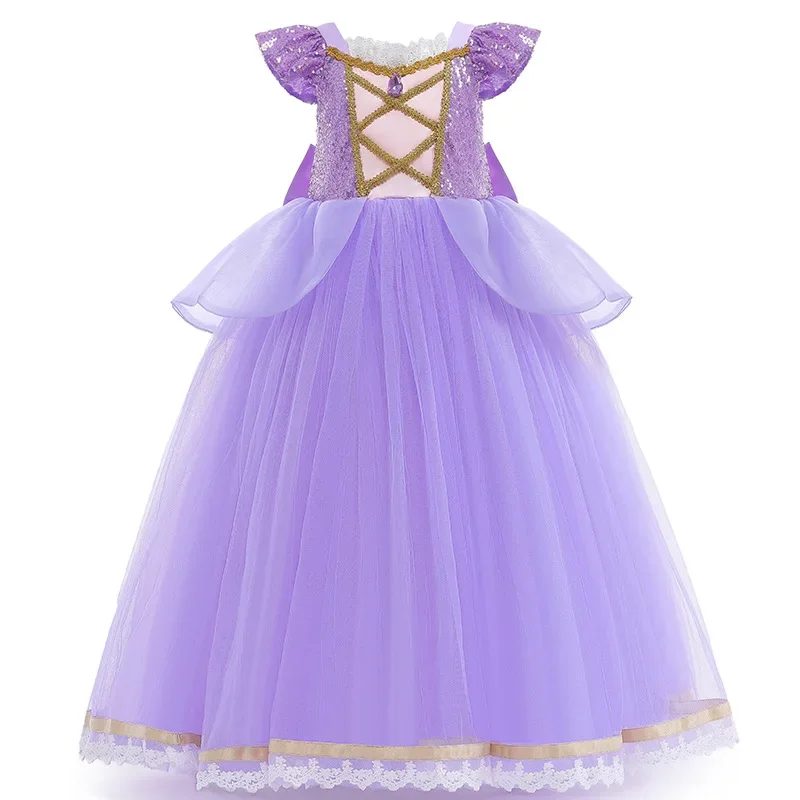 Disney Rapunzel Dress for Girl Carnival Dress Up Fantasy Children Birthday Party Princess Cosplay Costume Kids Halloween Clothes