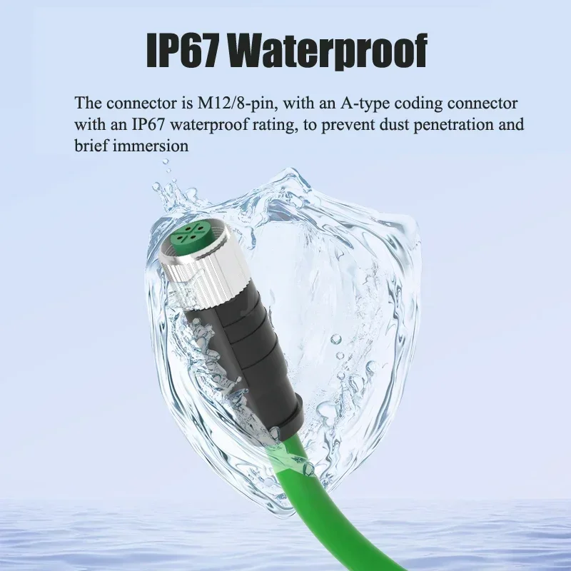 Waterproof M12 to RJ45 Network Line ip67 CAT7/CAT6A RJ45 to 4Pin 8Pin A/D/X Type Encoded Connector Cable Double Shielded Wire