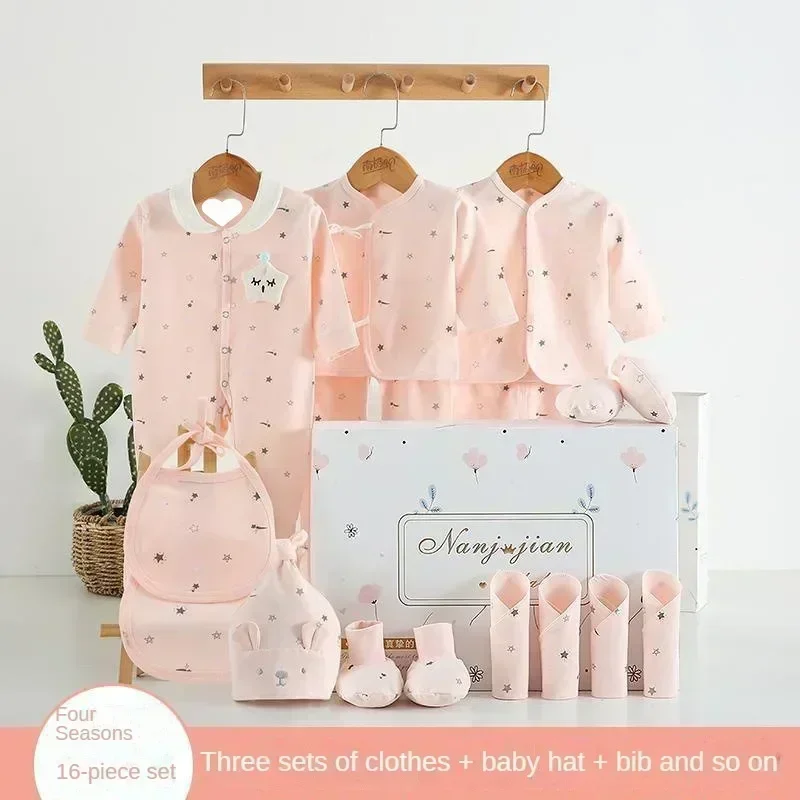 0-3-6 Months Newborn Baby Hospital Set New Born Boys and Girls Close Fitting Multi Piece Luxury Set Pink or Blue Baby Clothes