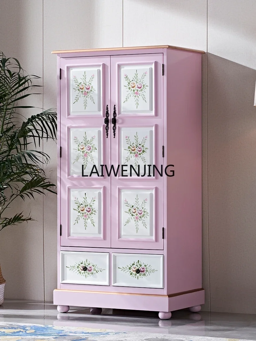 

HLZ bedroom pink small wardrobe modern simple double door storage bedroom small apartment wardrobe