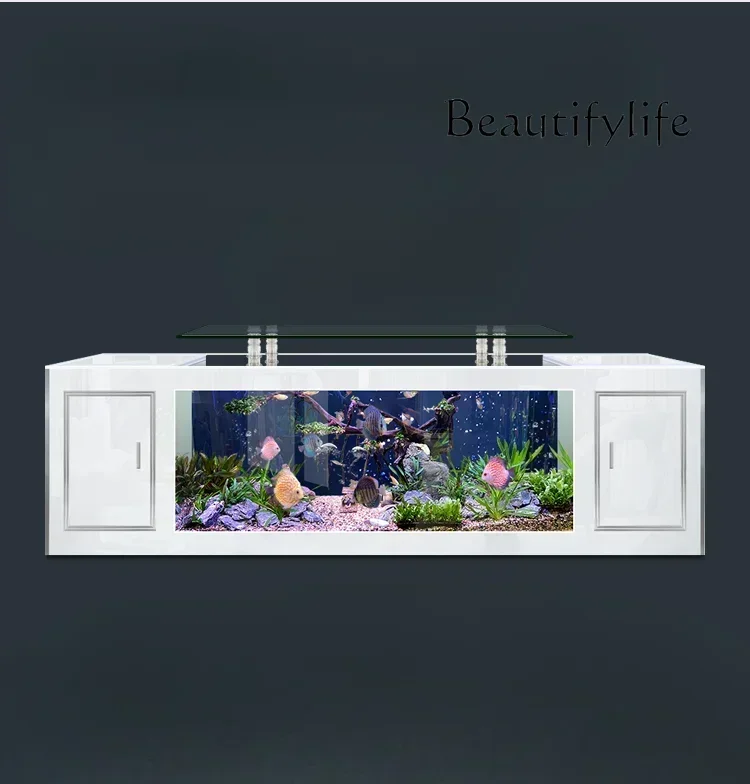 TV Cabinet Fish Tank Living Room New Floor Large Ecological Glass Change Water Goldfish Turtle Jar