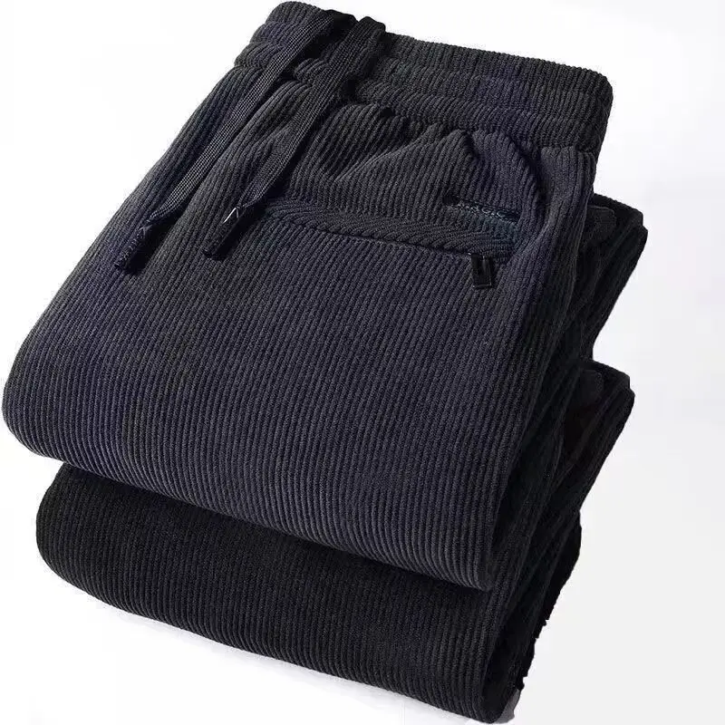 

Мужские повседневные брюки свободного кроя на флисовой подкладке для весны, осени и зимы, модные городские, из полиэстера с эластановкой