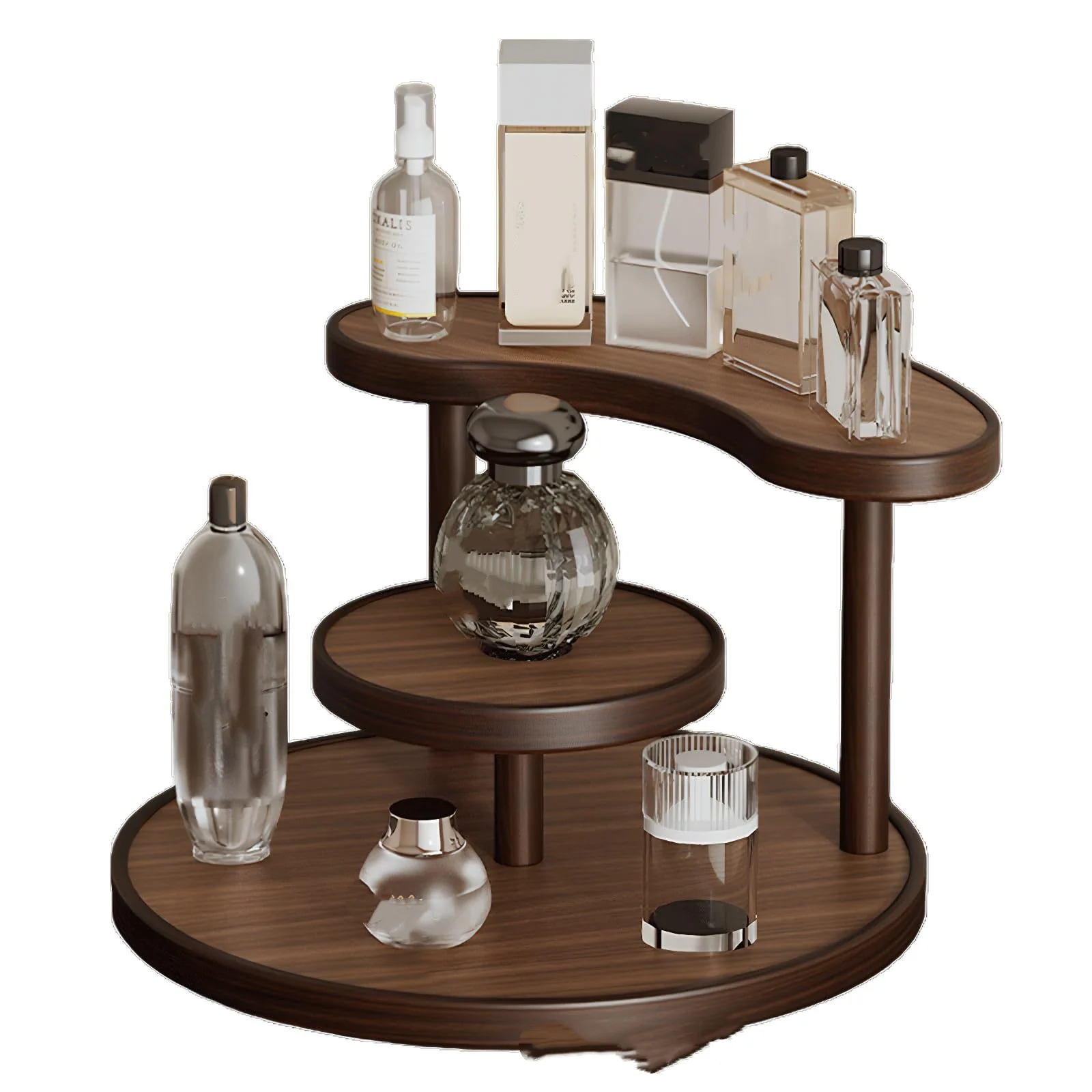 Wooden Perfume Storage Rack Multilayer Ladder Type Sanitary Ware and Toiletries Household Storage Rack