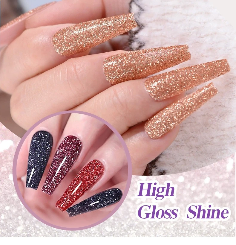 جل طلاء الأظافر مع سباركل دايموند سباركل - جل ديسكو لامع جديد للاستخدام المنزلي في الصالونات، يدوم طويلاً