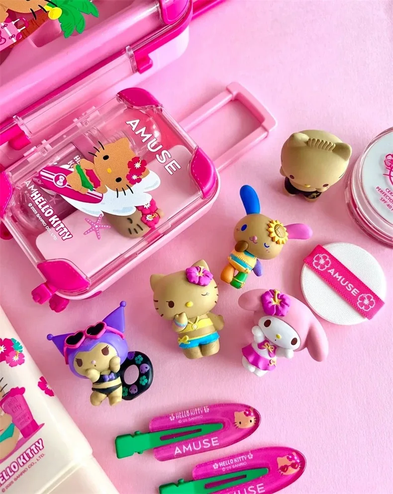 Cartoon Character Black Skin Summer Vacation Series Capsule Toy Blind Box Kuromi Cinnamoroll Collectible Figurine Desk Ornament view 5