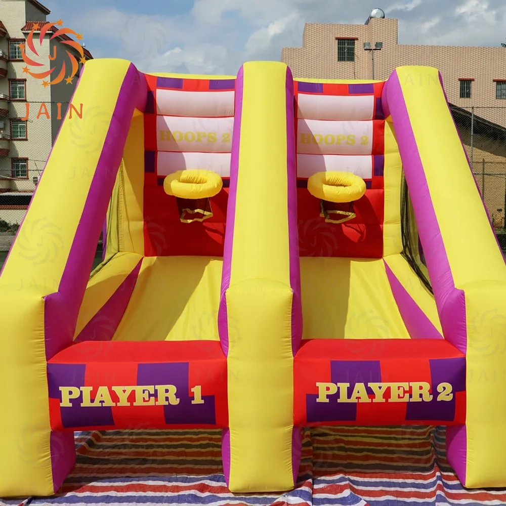 

Inflatable Basketball Hoop Shot Inflatable Party Basketball Game 2 Hoops for 2 Players with 4 Balls Blower for Events Rental