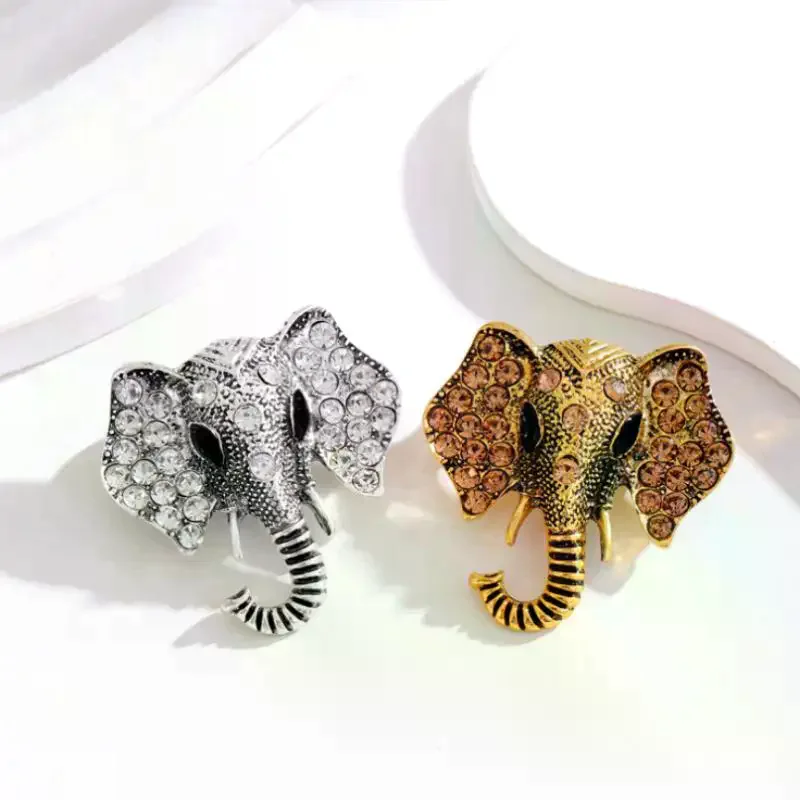 Retro Personalized Animal Alloy Elephant Brooches For Women Clothing Coat Jewelry Accessries Gifts