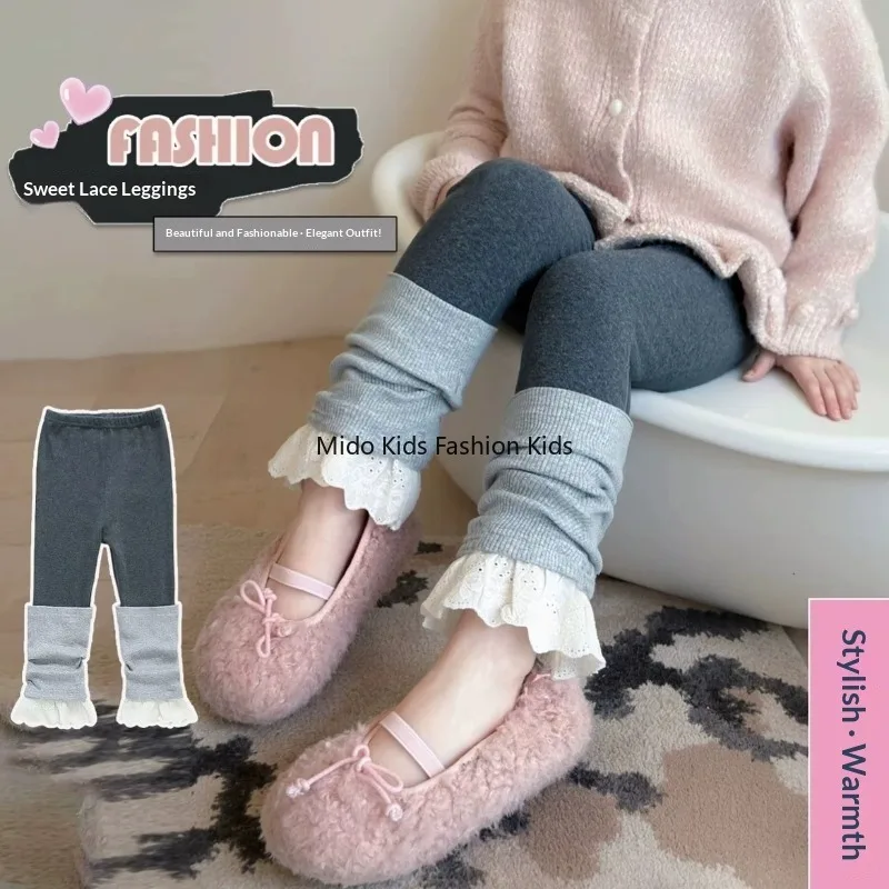 

Girls' Fashionable Lace-Trimmed Leggings Autumn 2025 New Arrivals Baby Girl Puffy Socks Trousers Korean Style Outerwear