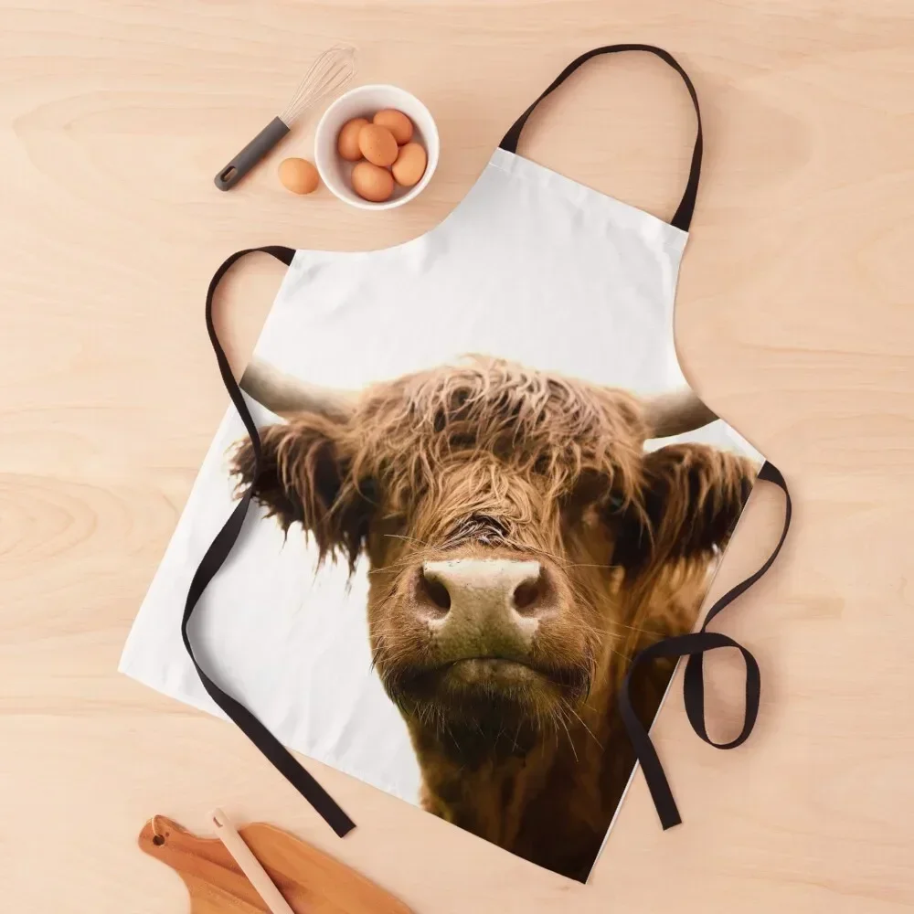 

Scottish long haired cow Peekaboo Apron work ladies Trim Cloth Home and kitchen products Apron