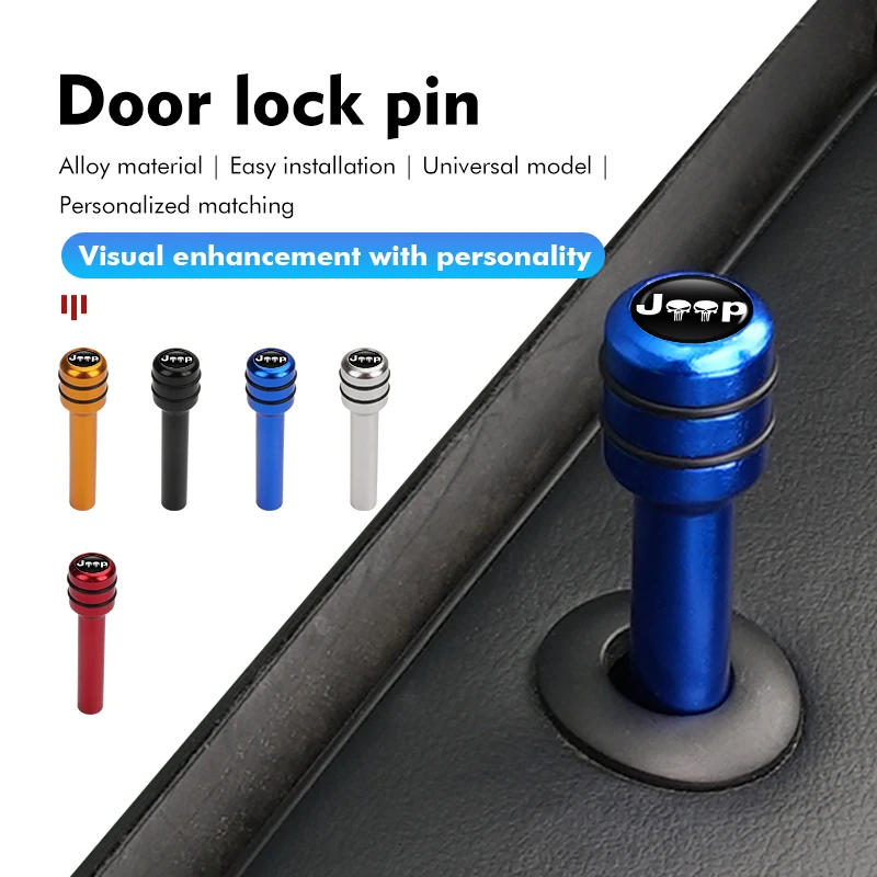 Porta do carro liga de alumínio botão puxar bloqueio de segurança fivela pinos para jeep renegade compass cherokee wrangler patriot liberty