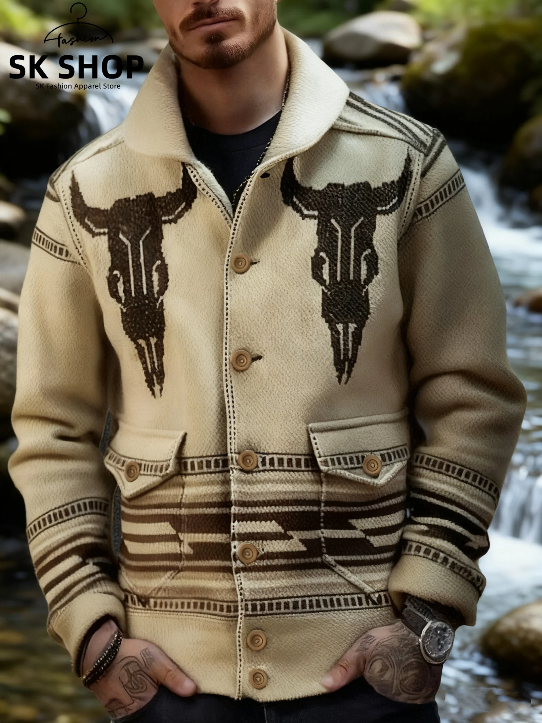 

Casual Zipper Jaet Coat 3D Print Cisas Holiday Warm Men's Faion Fce Long Sve Collar Elastic Stretchy Outer...