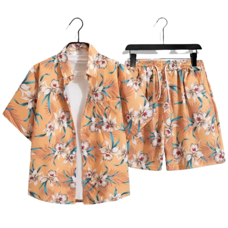 Summer Color graffiti 3D Print Men Shirt Sets Short Sleeve Shirt Oversized Casual Beach Shorts Streetwear Hawaiian Suits Clothes