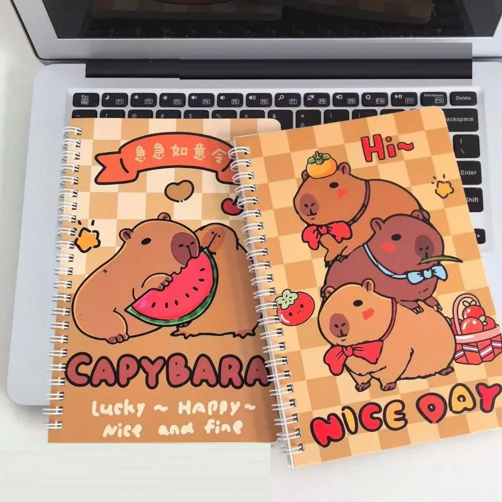 Caderno Capybara Criativo, Papel A5, Página em Branco Interna Espessada, Bloco de Notas do Estudante, Anime Bonito Material Escolar, 4Pcs