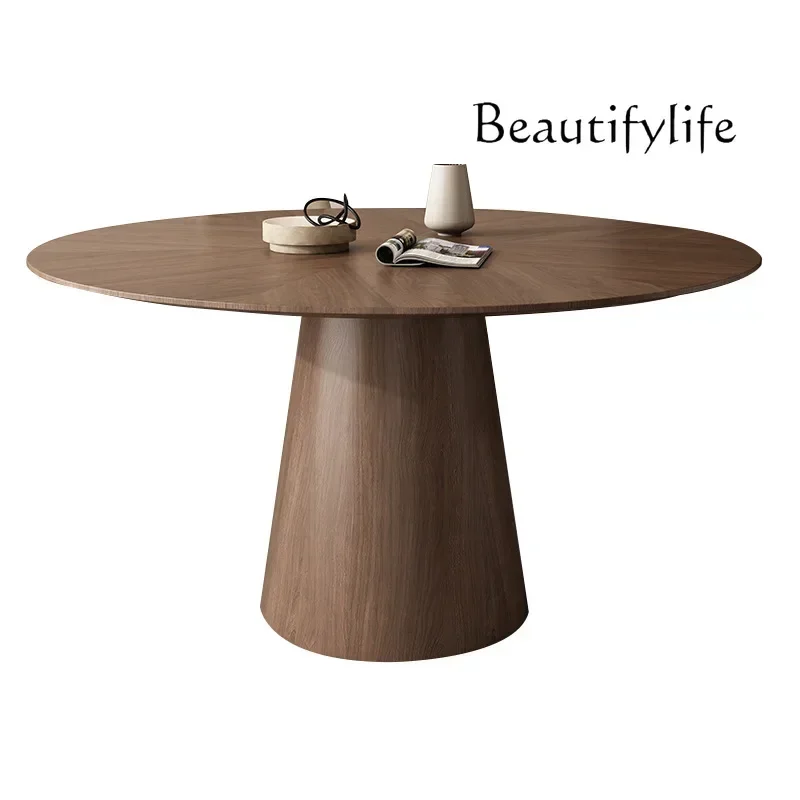 XX French Retro Solid Wood Round Table Walnut Round Table Round Dining Table With Turntable Large
