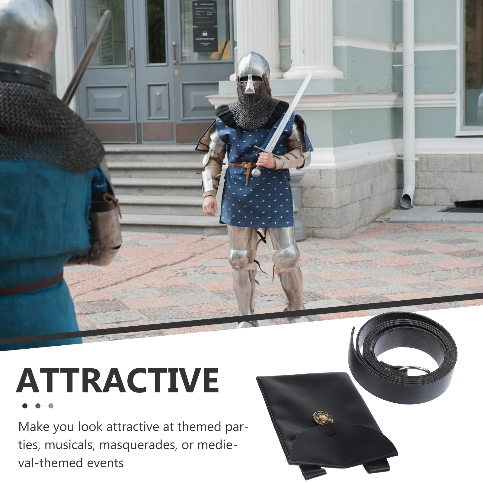 

1 Medieval Faux Waist Pouch Renaissance Carnival Bag Outfits Halloween Costumes Men Belt PU Authentic Look