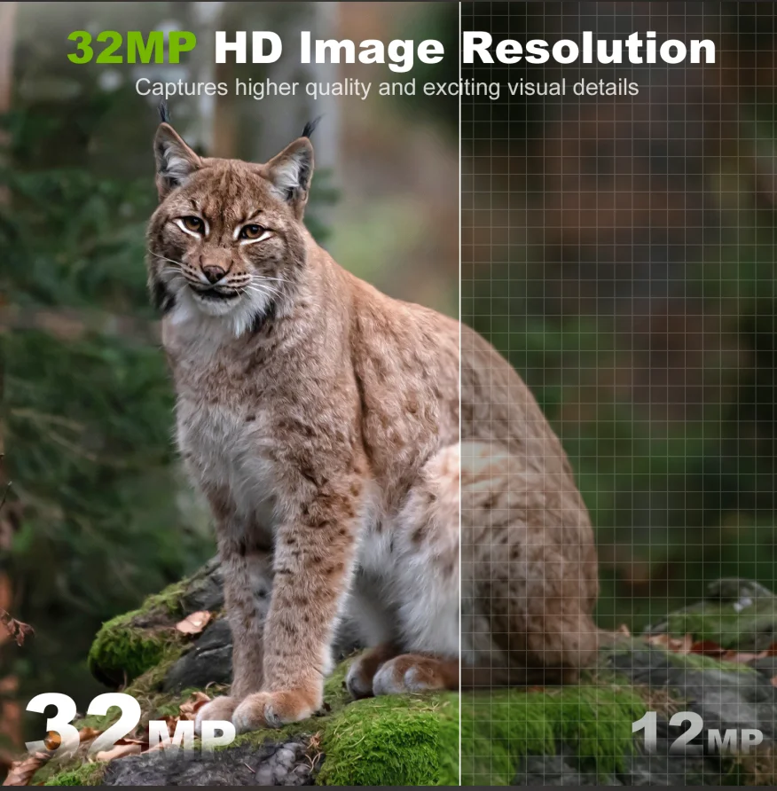 32MP WIFI HD Smart Hunting Camera with Night Vision for Farm Wildlife Monitoring