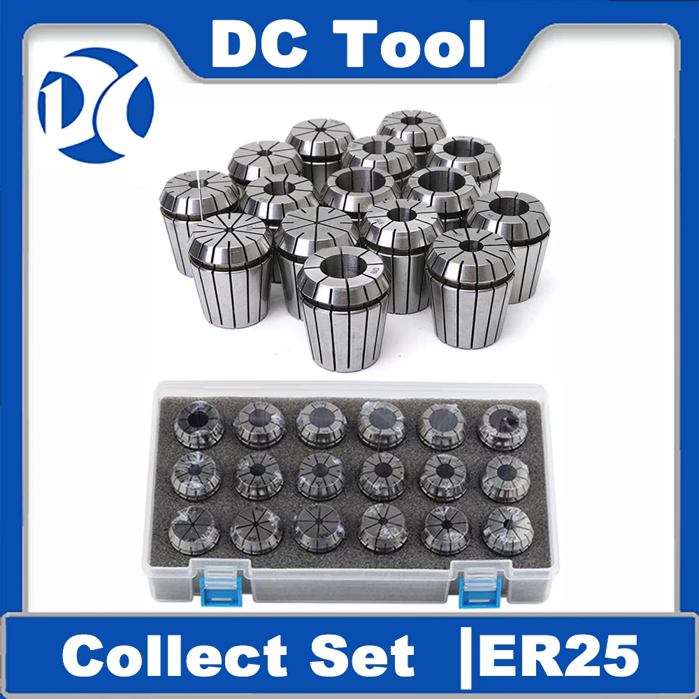 

ER25 Set ER Spring Collet Chuck 0.015 0.008mm for CNC Milling Tool Holder Engraving Machine Lathe Milling ER Collet Set with Box