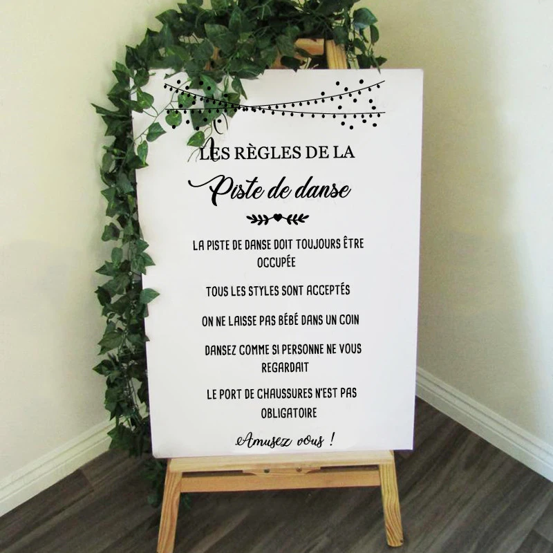 Piste de Danse Vinyl Decals Custom Texts Sign Wedding Sticker Dancing Rules Vinyls Art Party Decoration