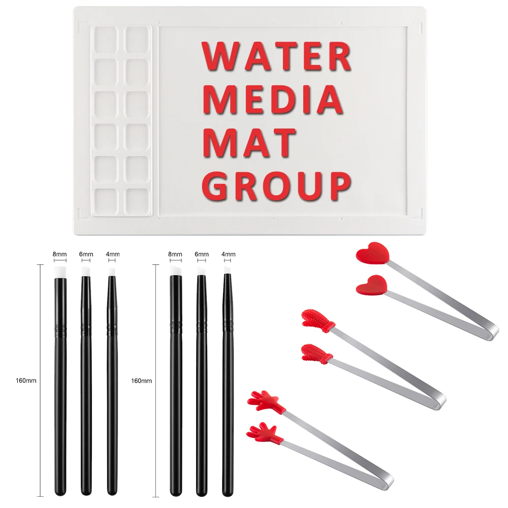 

Multimedia Heat Resistant Water Media Mat And Mini Detailed Blending Brushes/Silicone Non-Slip Handle It Tool Hot 2022