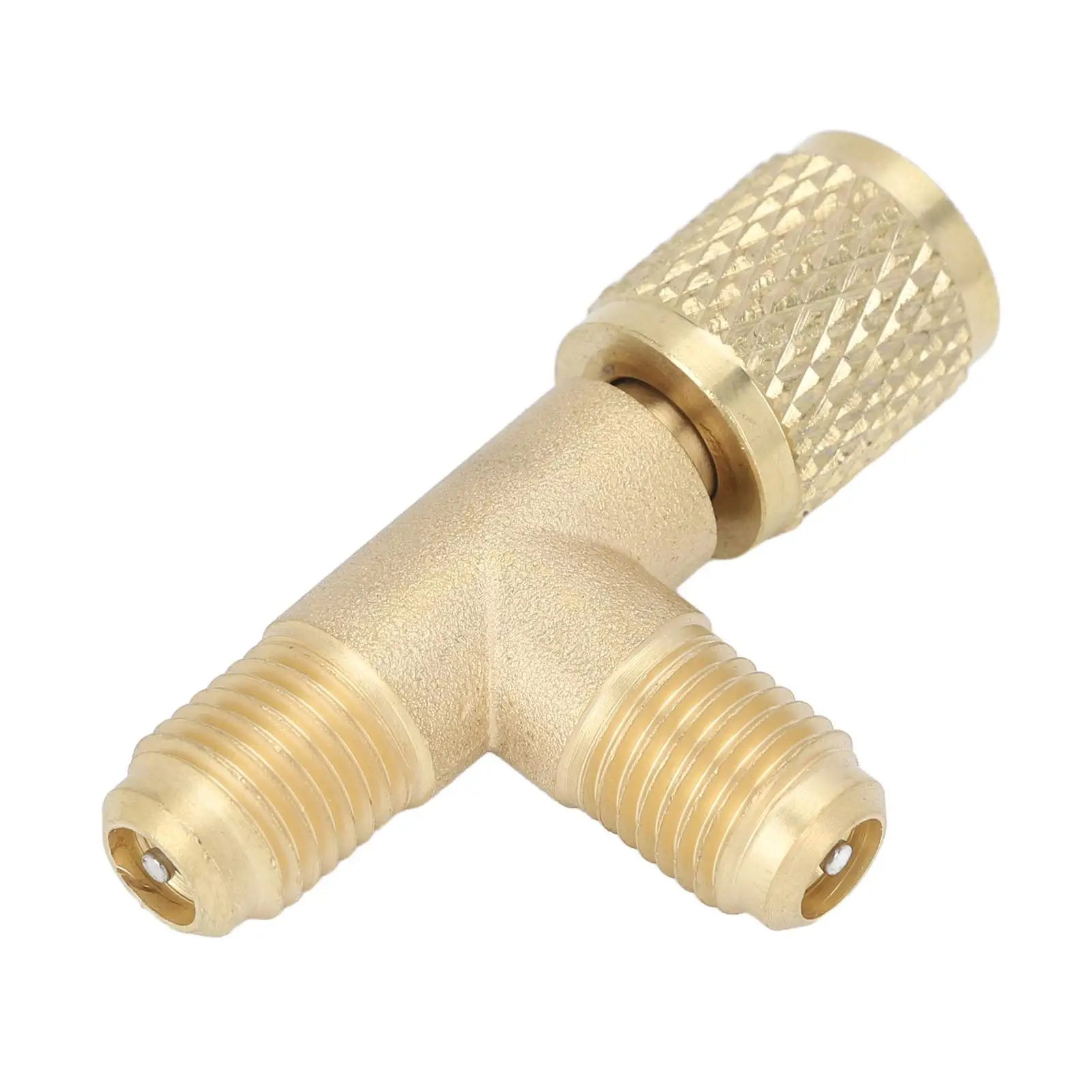 

Brass Quick Coupler Tee Adapter w/ Valve Core 1/4in SAE for R12 for r22 R134 Refrigerant Connection