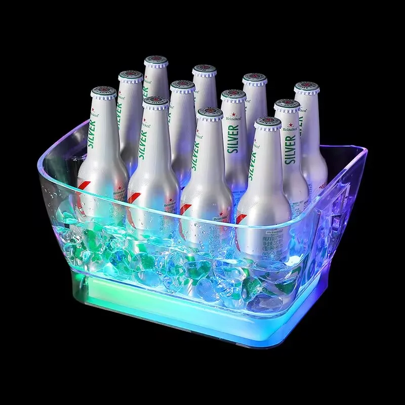 Rechargeable LED Luminous Ice Bucket Nightclub Champagne Beer Wine Bottle Cooler LED Ice Bucket For Wedding bar Nightclub Decor