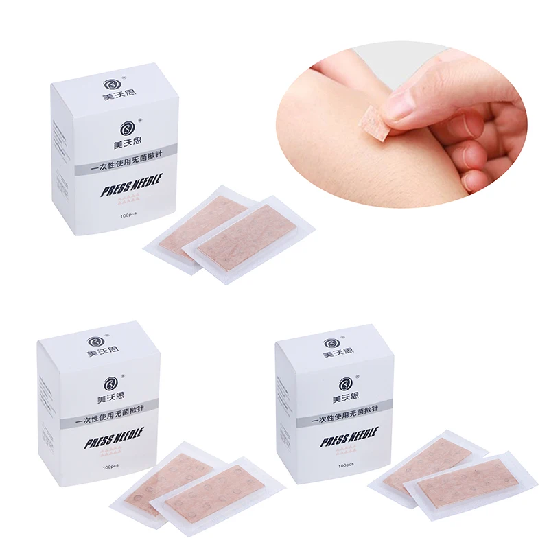 100Pcs/box Multi-Condition Ear Seed Acupressure Kit Disposable Press Needle Ear Seeds Acupuncture Vaccaria Plaster Bean Massagee