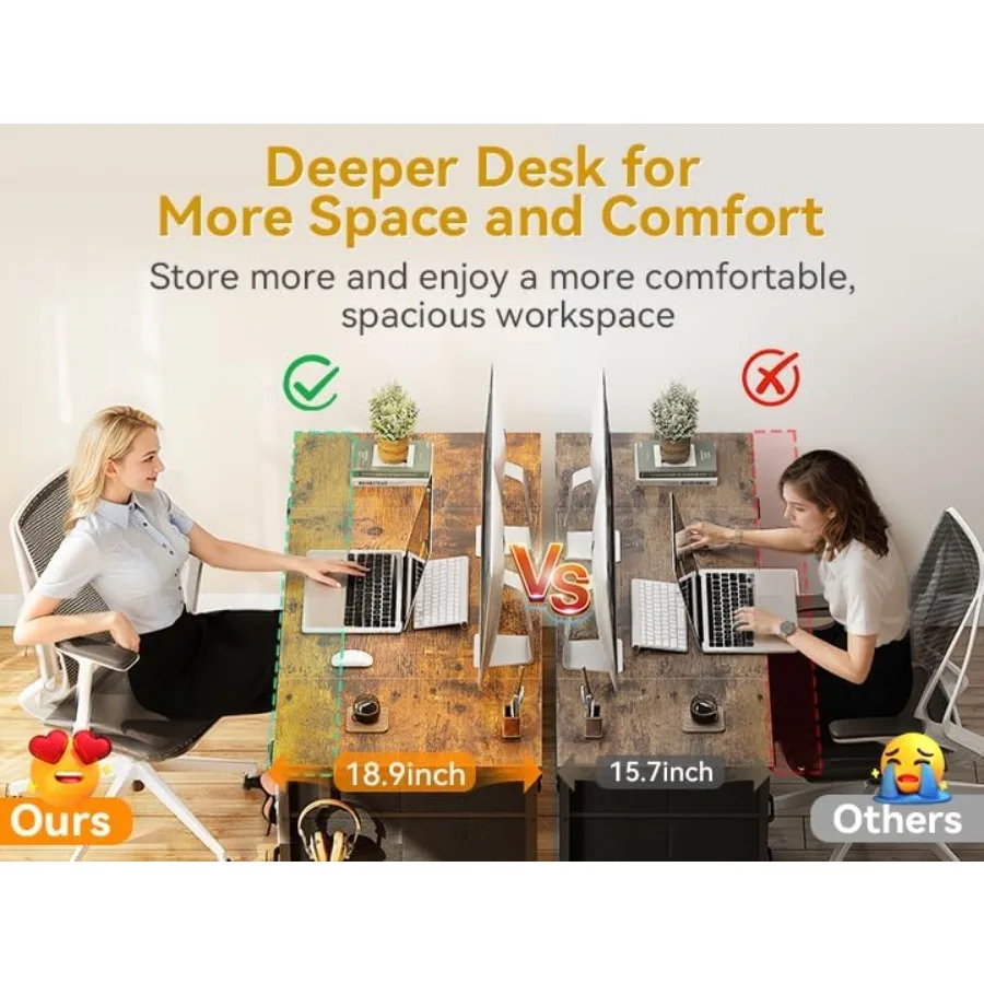 مكتب كمبيوتر مقاس 55 بوصة مع 8 أدراج قماش لدراسة المكاتب المنزلية الحديثة وإعداد الألعاب يتميز بسعة تخزين كبيرة و #5