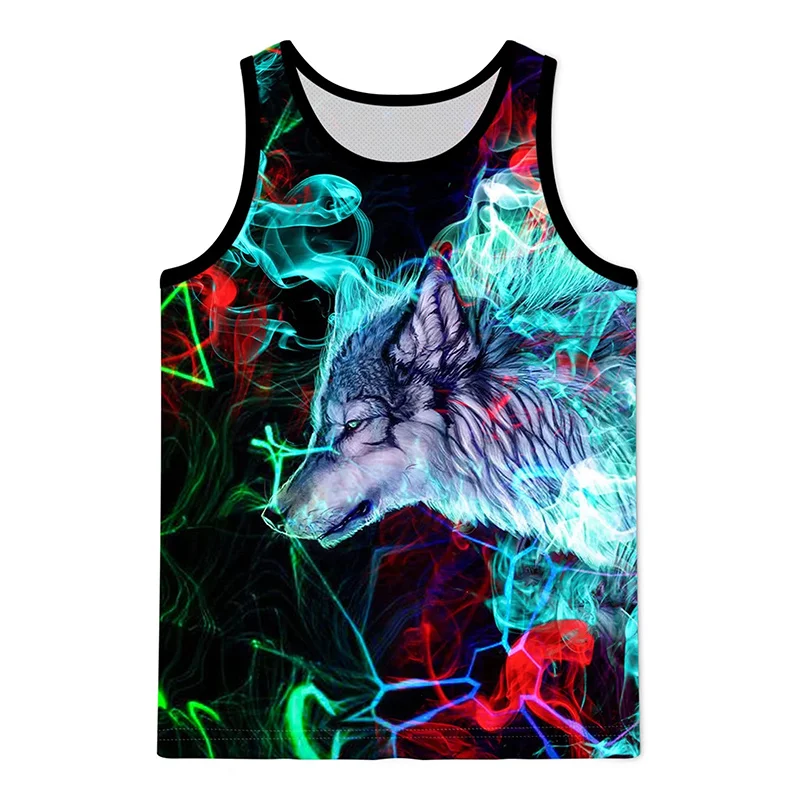 

3D Cats Lion Wolf Printed Tank Top Gym Clothing Men Summer Streetwear Basketball Vest Quick Drying Sleeveless T-Shirt y2k Tops