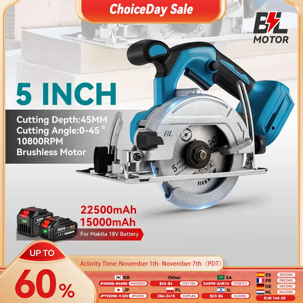 1000W Brushless Electric Circular Saw 10800RPM Cordless Multifunctional Woodworking Cutting Power Tool For Makita Battery Pin