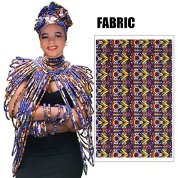 Ankara African Multi Strand Colorful Necklace Exotic Handmade Jewelry with 10 Bracelets and 1 Headscarf SP137