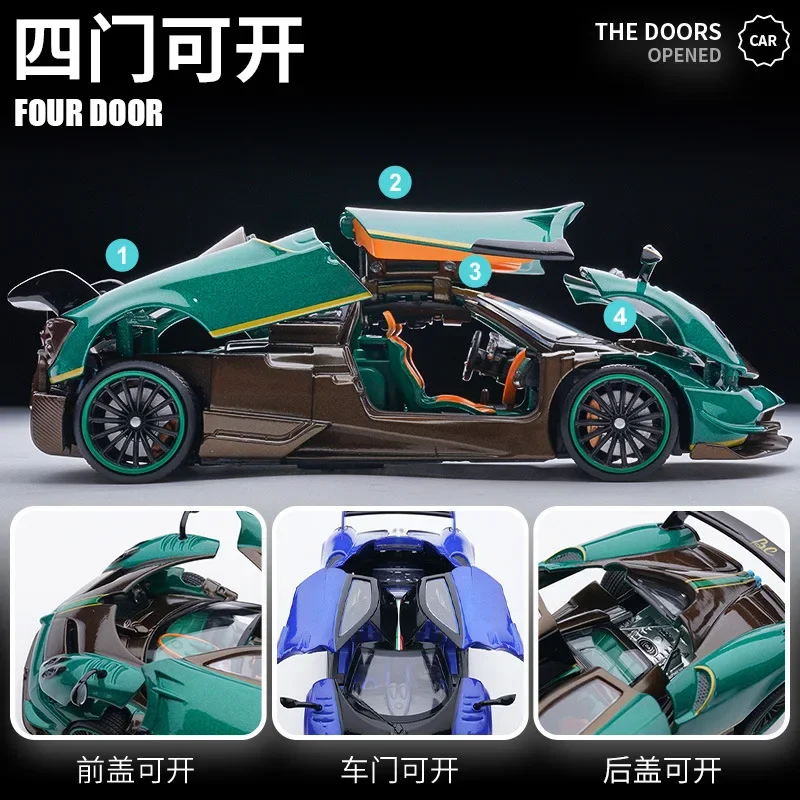 JKM 1:32 Pagani Huayra Roadster BC Sports Car Simulation Diecast Metal Alloy Model Car Sound Light Collection Kids Toy Gifts