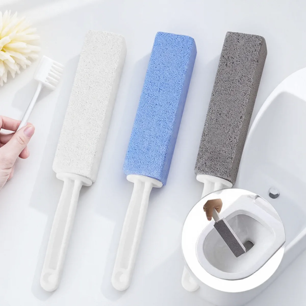 Pumice Stone Toilet Seat Cleaner with Handle Hard Water Rust Removal Grille Cleaning Tool for Bathroom