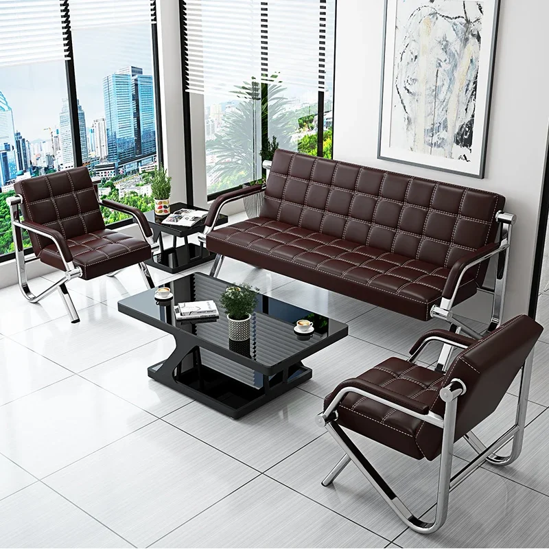 

Office sofa, coffee table combination, business reception, simple reception, negotiation, modern three person iron art office