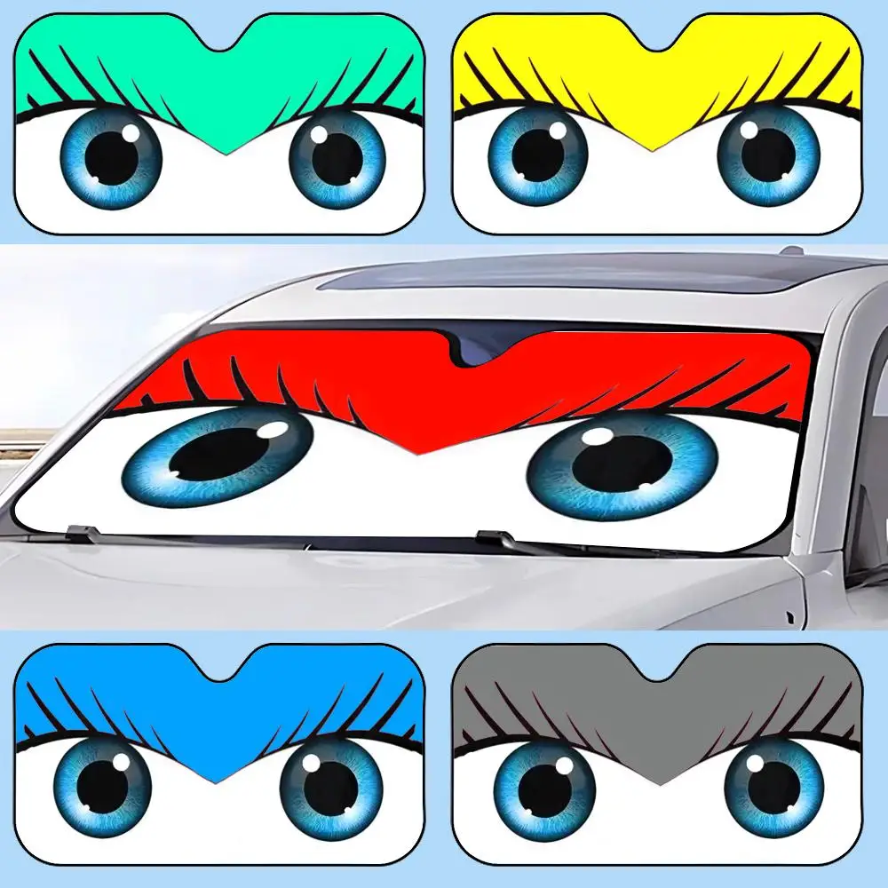 Cute girl car eyes Sun Visor Retractable Car Sun Visor Anti-Glare UV Protection Front Window Sunshade
