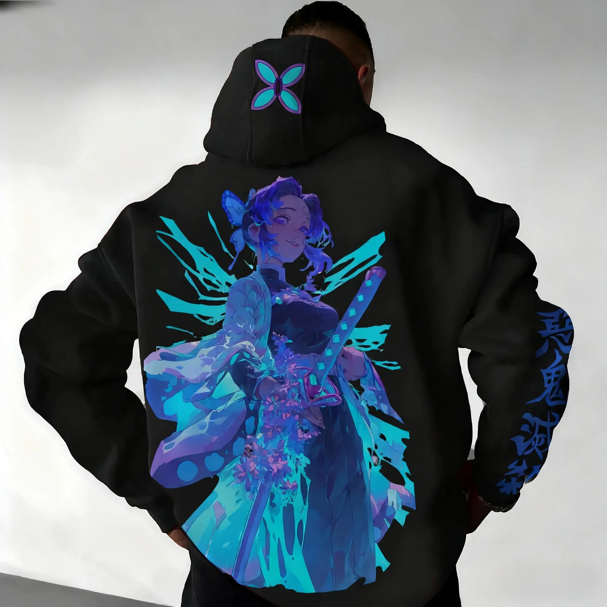 

Demon Slayer Anime Autumn/Winter Hoodie 2026 Men's and Women's Kochou Shinobu Printed Harajuku Casual Sports Parent Child Top