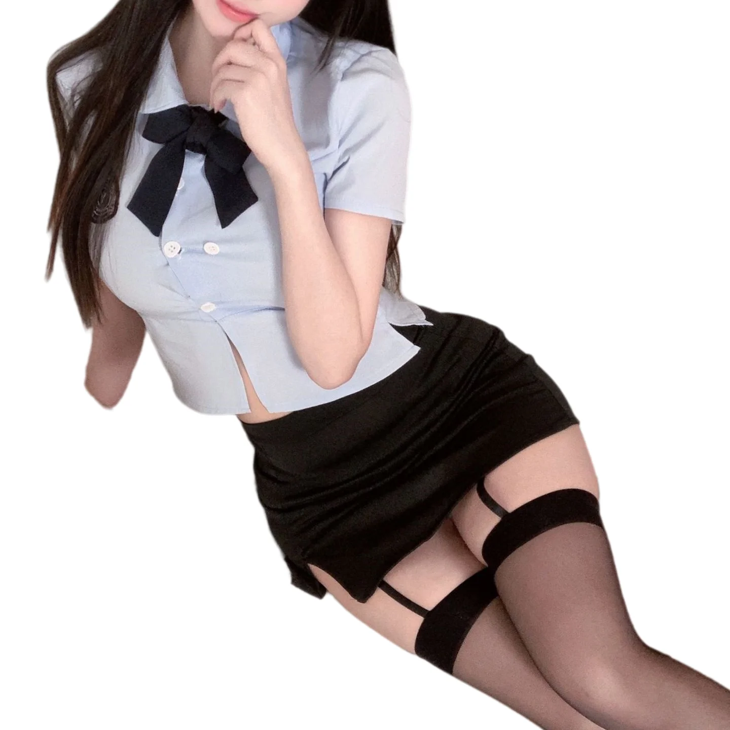 

Sexy Lingerie Sexy Female Police Professional Suit Role-playing Student Tight Uniform Cosplay Police Cap Suit Top and Skirt
