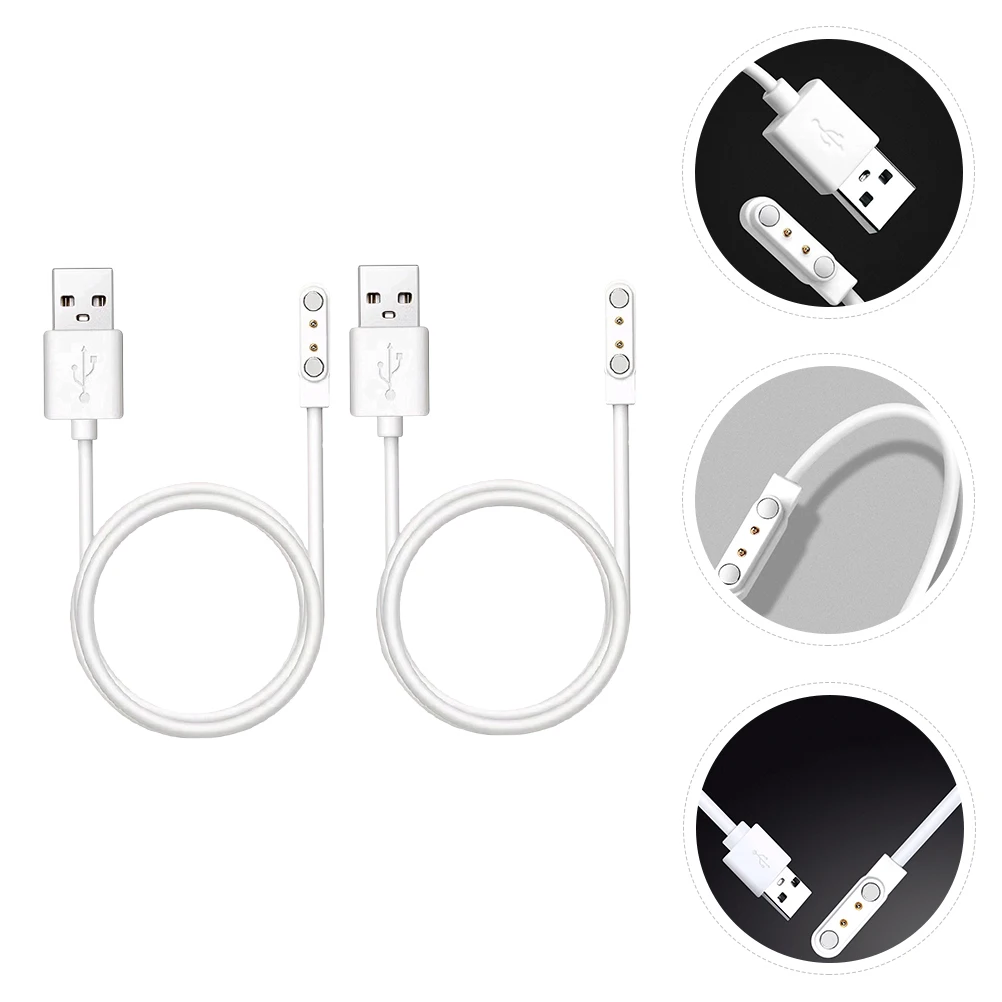 

2pcs 2Pin Magnetic Charging Cable Durable Universal Smartwatch Cord Replacement Fast Safe Stable USB New Gadgets