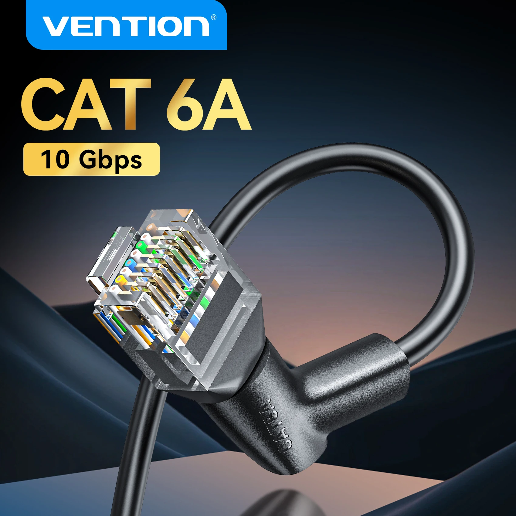Vention Ultra Cat6A Ethernet Cable 10Gbps LAN Cord 90/360°Rotation High Speed Networking Cable for PC PS5 Xbox Router RJ45 Cable