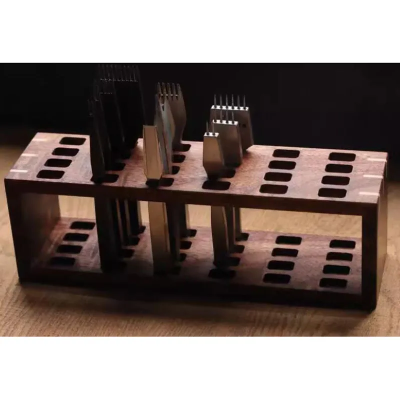 DIY Leathercaft Hole Punch Stand 12x23MM Hole Leather Punch Iron Tool Holder Black Walnut Storage Rack