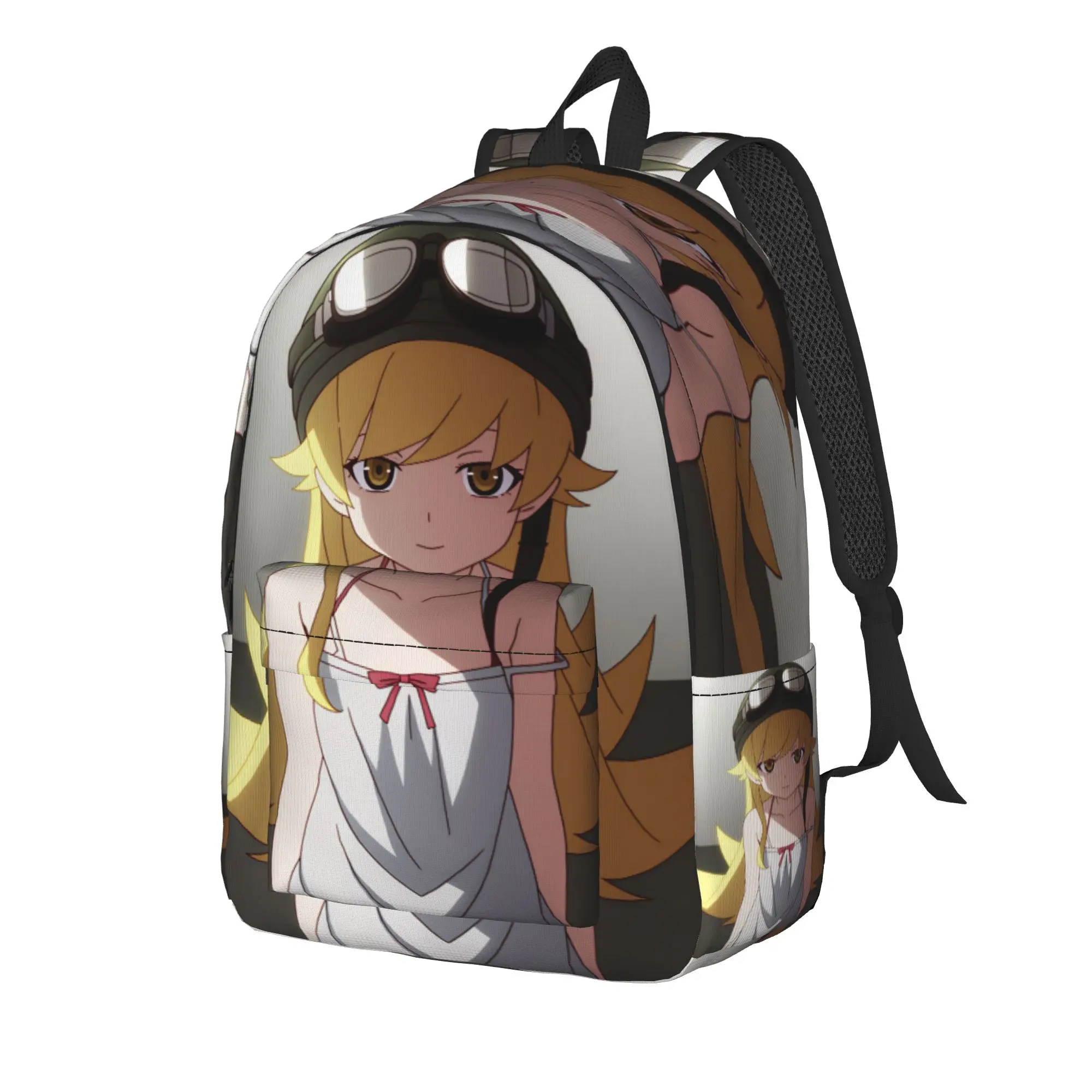 Oshino shinobu monogatari Backpack Male  Big Backpacks Polyester Kawaii High School Bags Trekking Custom Rucksack