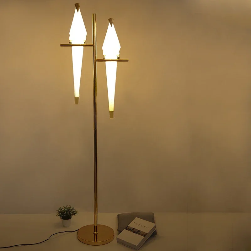 

Gold LED Modern Bird Paper Floor Lamp Origami Style Home Decorative Standing Light for Bedroom Living Room Study Reading
